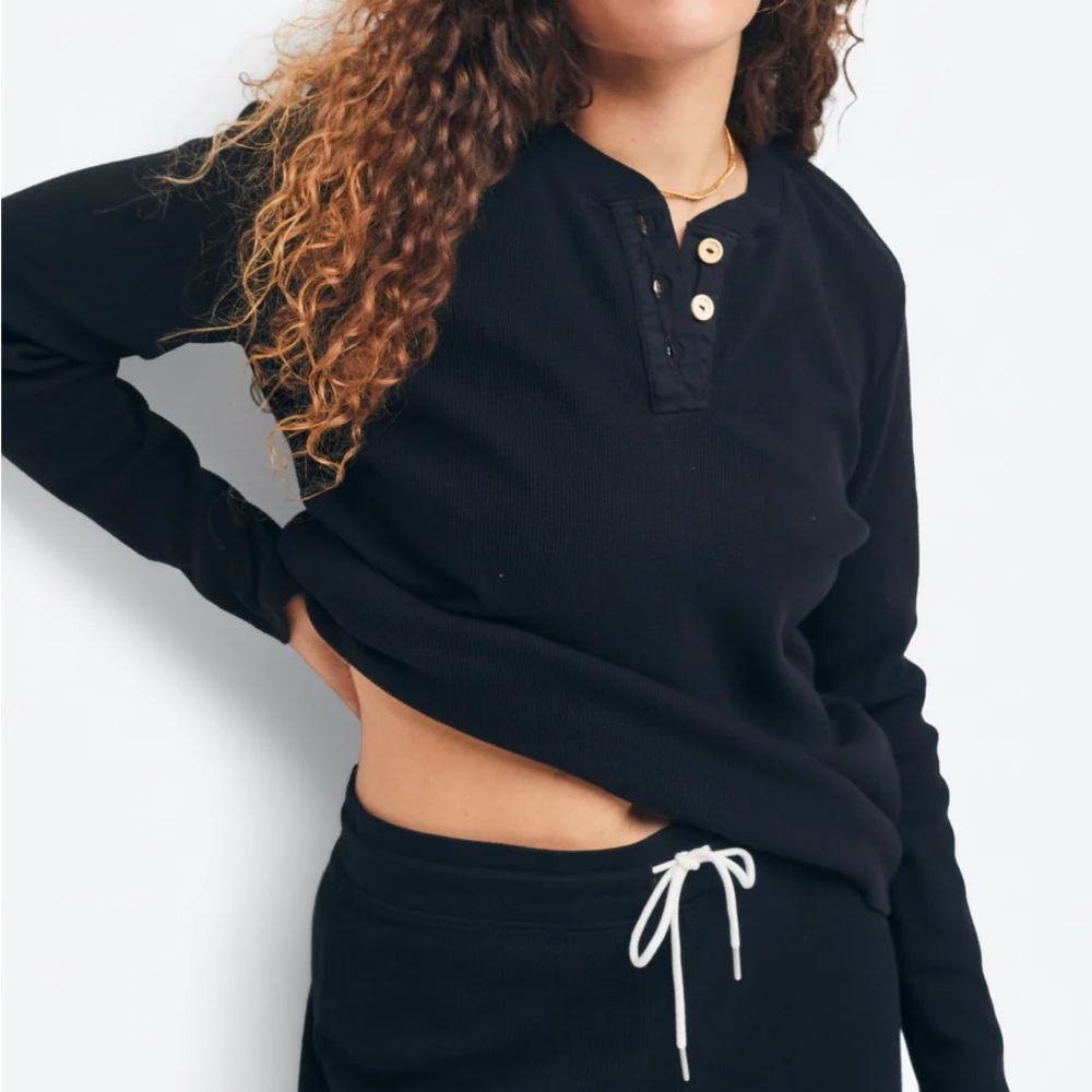 Organic Thermal Henley from MATE the Label in Jet Black